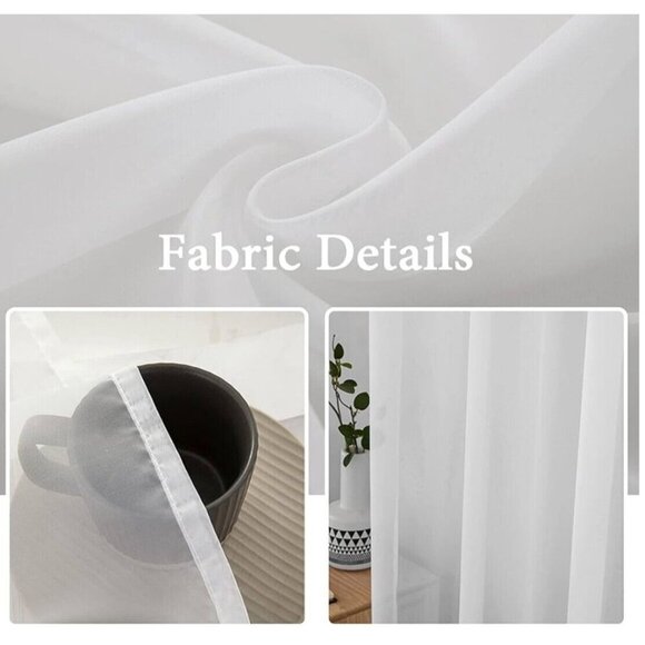 2 Piece Sheer Panels Voile White Curtains 54 X 90 inches Elegant Classic Drapes - Picture 3 of 8